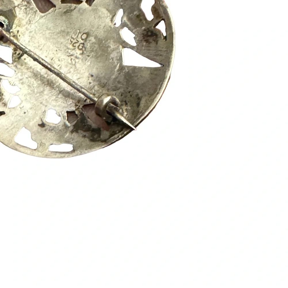 Vintage South American Brooch Pin Sterling Silver 925 Cat Motif